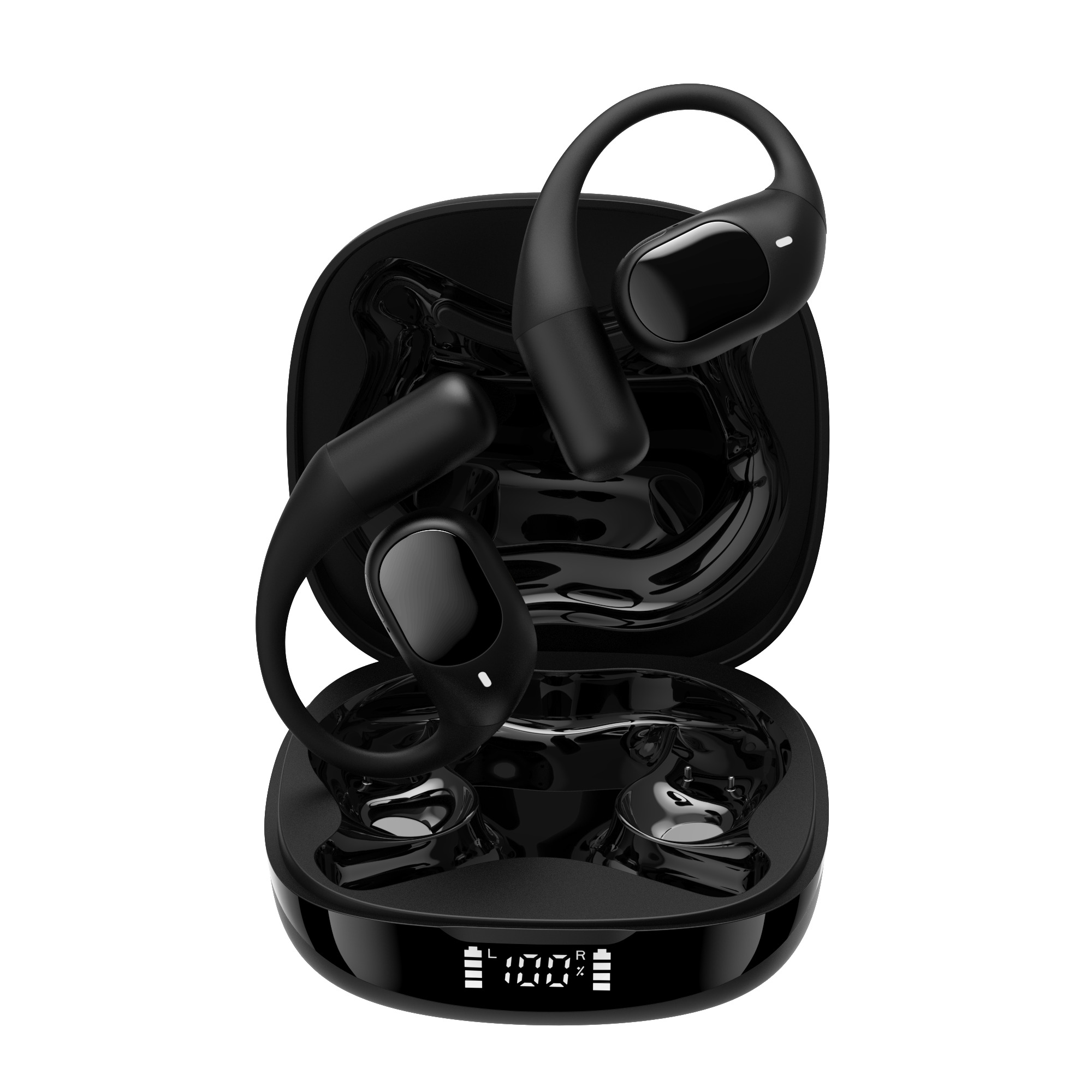 Vybz Open-Ear True Wireless Headphones with Charging Case